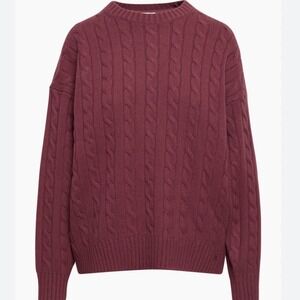 Aritzia Sunday Best Peggy Burgundy Cable Knit Wool Blend Sweater XS